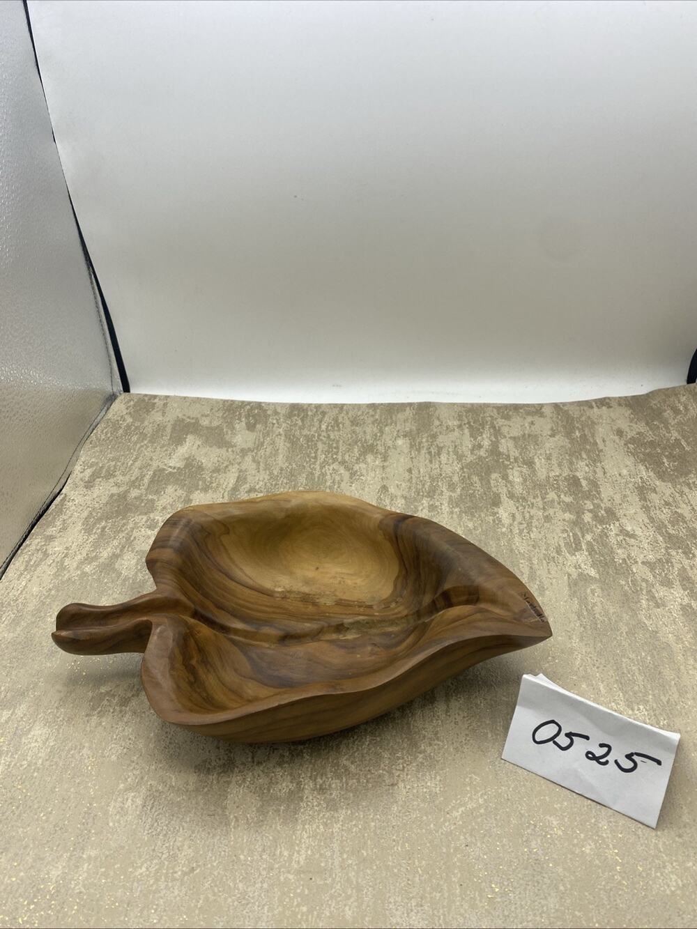 Vintage ARTESANIA HNOS. ORTA Olivo España Wood Leaf Shaped Bowl Handcrafted